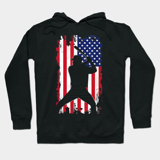 Baseball Lover American Flag Gift Hoodie by credittee